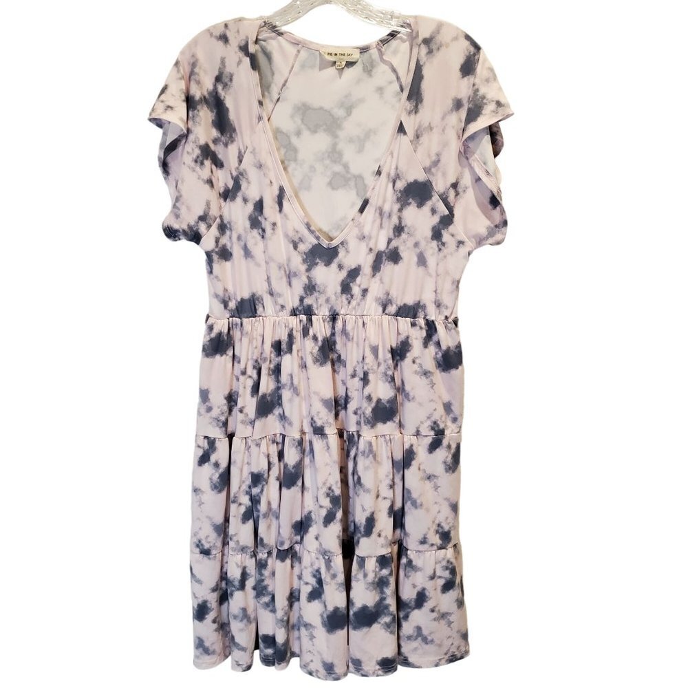 Pie in the Sky Baby Doll Three Tier Skirt V Neck Dress Women's Size XL